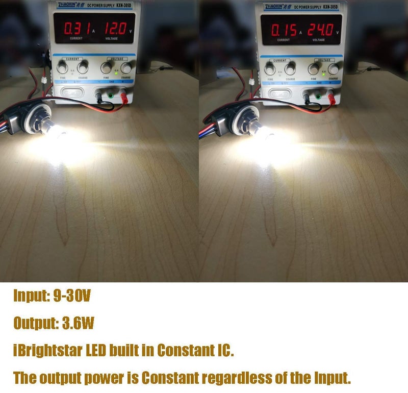 iBrightstar 9-30V Flashing Strobe Blinking LED Reverse Lights 7440 7443 T20 LED Bulbs with Projector Replacement for Back Up Reverse Lights, Xenon White - Image 3